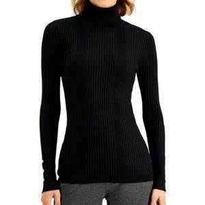 *NEW* JM Collection Women's Ribbed Turtleneck Sweater Black Sz: Petite Medium